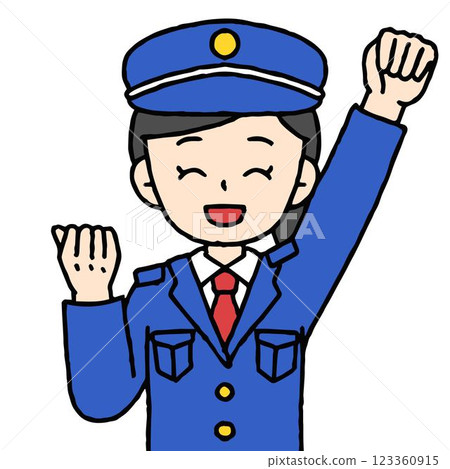 A female security guard is doing a fist pump 123360915