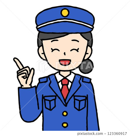 A female security guard is pointing 123360917