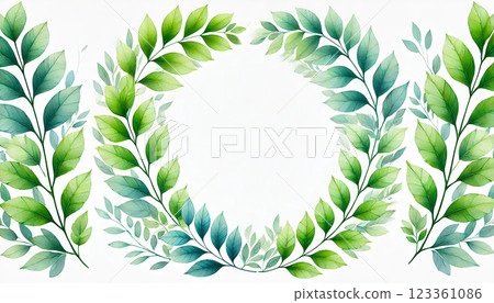 Refreshing green leaf frame, natural decorative design 123361086