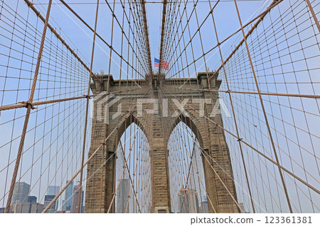 Brooklyn bridge construction 123361381