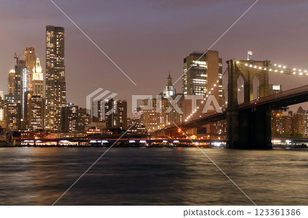 New York skyline from Brooklyn bridge park 123361386