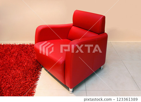 Red armchair modern interior 123361389