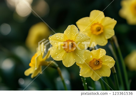 Daffodils Blooming in a Spring Garden 123361536