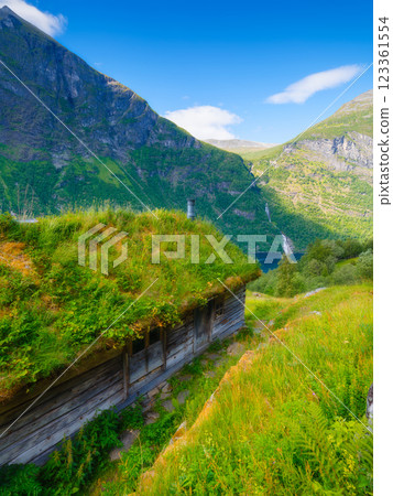 Geiranger Fjord, Norway. Nature in fjords. Traveling on a Norwegian fjord. Scandinavia. 123361554