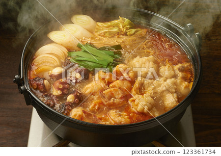Korean food Nakgopsae hotpot 123361734