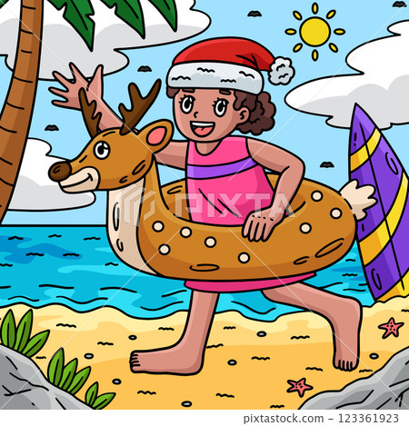 Christmas in July Child with Ring Floater Colored  123361923