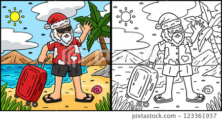 Christmas in July Santa on Vacation Illustration Christmas in July Santa on Vacation Illustration 123361937