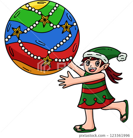 Christmas in July Elf Beach Ball Cartoon Clipart Christmas in July Elf Beach Ball Cartoon Clipart 123361996