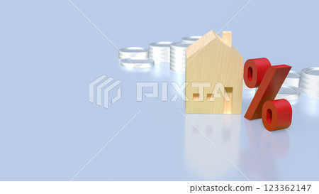 The House and percent for Property or Real estate concept 3d Rendering The House and percent for Property or Real estate concept 3d Rendering 123362147