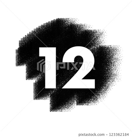 Monochrome icon of the number 12 on a black background in a hand-drawn analog style Monochrome icon of the number 12 on a black background in a hand-drawn analog style 123362184