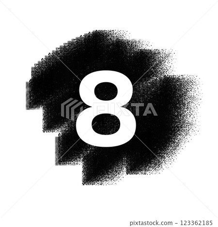 Monochrome icon of the number 8 on a black background in hand-drawn analog style Monochrome icon of the number 8 on a black background in hand-drawn analog style 123362185