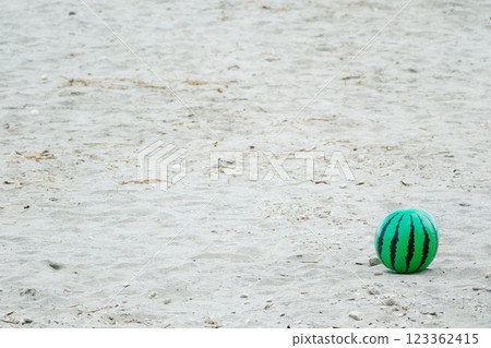 Sandy beach and watermelon 123362415