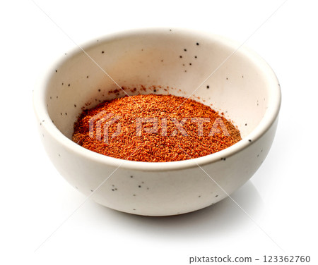 bowl of red paprika powder bowl of red paprika powder 123362760
