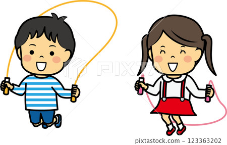 青年男女跳繩 青年男女跳繩 123363202