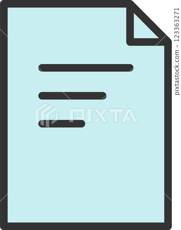 A simple light blue note icon with a curved line at the top 123363271