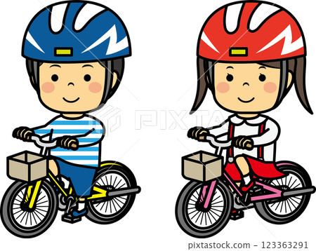 Young men and women riding bicycles 123363291