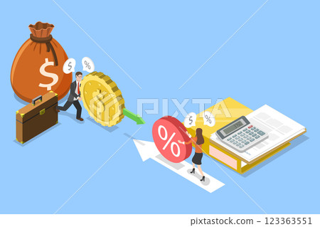 3D Isometric Flat Vector Illustration of Business Loan, Financial Credit and Investment 3D Isometric Flat Vector Illustration of Business Loan, Financial Credit and Investment 123363551