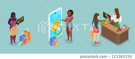 3D Isometric Flat Vector Illustration of Loyalty Program, Cashback or Money Back 123363558