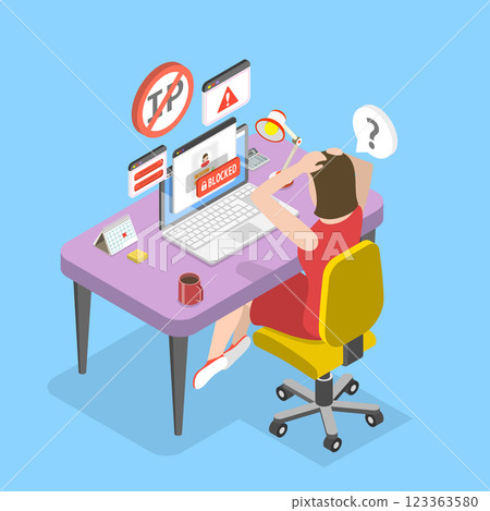 3D Isometric Flat Vector Illustration of Stolen Personal Data, Phishing and Fraud, Online Scam and Steal 123363580