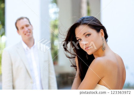Happy beautiful woman portrait with man Happy beautiful woman portrait with man 123363972