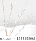 柳樹和雪景 123363998