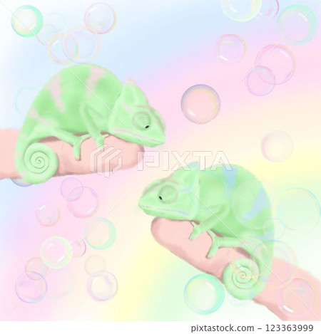 Chameleon and soap bubbles Chameleon and soap bubbles 123363999
