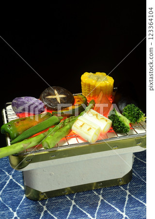 Grilling vegetables on a charcoal grill Grilling vegetables on a charcoal grill 123364104