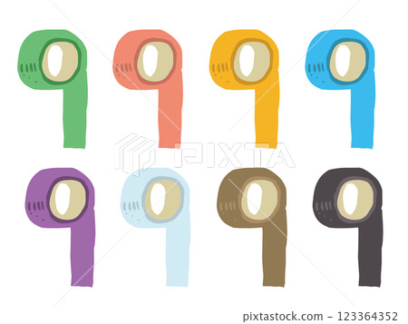 Illustration set of vertically stretched tape 123364352