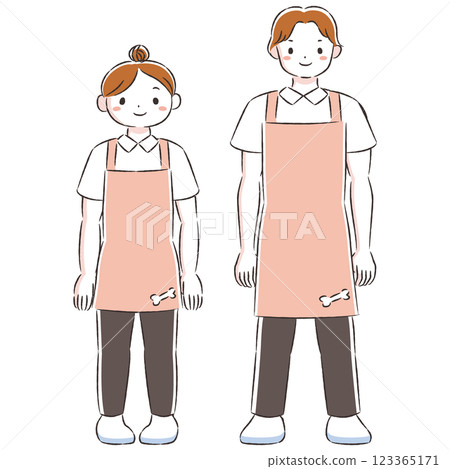 從事與動物有關的職業的男性和女性的插圖集 123365171