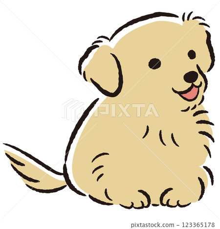 一隻坐著的狗的手繪插圖 123365178