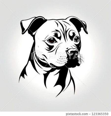 Staffordshire Bull Terrier portrait illustration 123365350