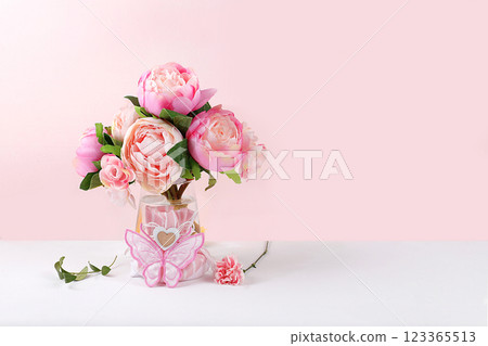 Abstract flower composition, still life, spring banner, minimal holiday concept. Postcard for women's day, mother's day, happy birthday, valentine's day, wedding, selective focus, gift for loved ones, Abstract flower composition, still life, spring banner, minimal holiday concept. Postcard for women's day, mother's day, happy birthday, valentine's day, wedding, selective focus, gift for loved ones, 123365513