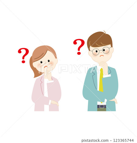 Young business people, men and women, worried and wondering, upper body Young business people, men and women, worried and wondering, upper body 123365744