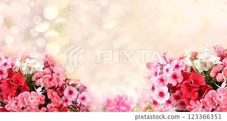 Holiday concept with flowers, autumn flower composition with blurred bokeh background, still life, banner for the screen. Greeting card for mothers day, womens day, lovers day, happy birthday, 123366351