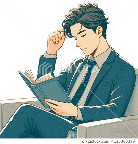 一個男人在讀書 123366389