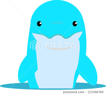Illustration of a cute dolphin standing on the sea surface Illustration of a cute dolphin standing on the sea surface 123366760