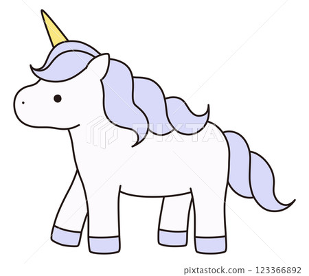 Cute unicorn vector illustration. Horse, horn, animal, dreamy, line 123366892