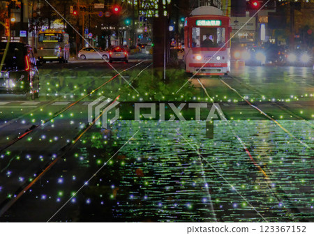 Tram and illuminations Tram and illuminations 123367152