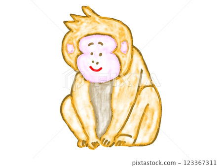 Japanese monkey painted in watercolor Japanese monkey painted in watercolor 123367311