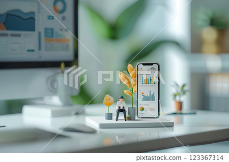 Investors checking stock prices on their smartphones 123367314