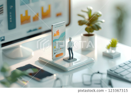 投資人透過智慧型手機查看股票價格 123367315