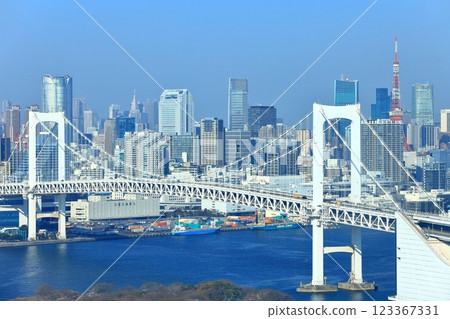 [Tokyo] View of Odaiba (Rainbow Bridge) 123367331