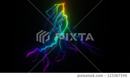Colorful lightning bolt 3D illustration 123367349