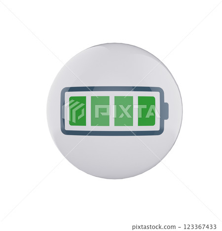 full charge battery icon glossy white bubble 123367433