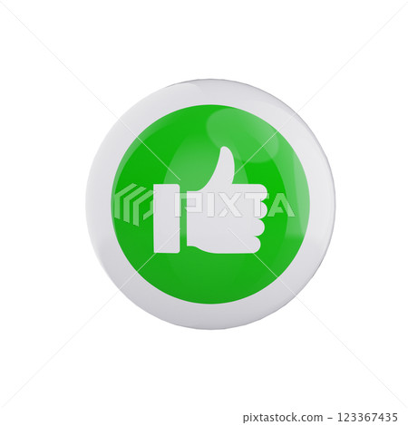thump up button icon glossy white bubble 123367435