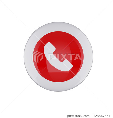 red phone icon glossy white bubble 123367464