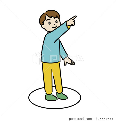 Illustration of a boy who discovered something 01 123367633