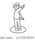 Illustration 02 of a boy who discovered something, monochrome 123367634
