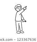 Illustration of a boy who discovered something 04 Monochrome 123367636