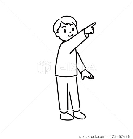 Illustration of a boy who discovered something 04 Monochrome Illustration of a boy who discovered something 04 Monochrome 123367636